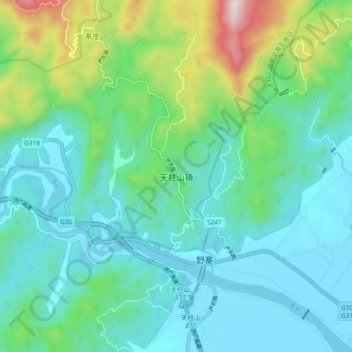 Tianzhushan topographic map, elevation, terrain