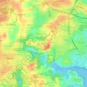 Kerledern topographic map, elevation, terrain
