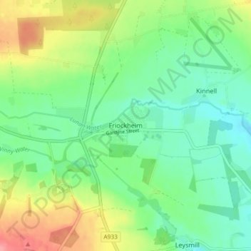 Friockheim topographic map, elevation, terrain