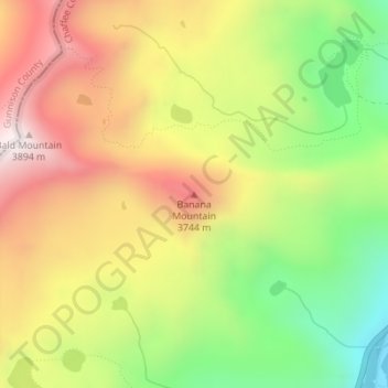 Banana Mountain topographic map, elevation, terrain