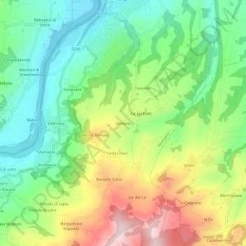 Bassano topographic map, elevation, terrain