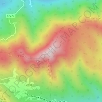 Monte Maggiore topographic map, elevation, terrain