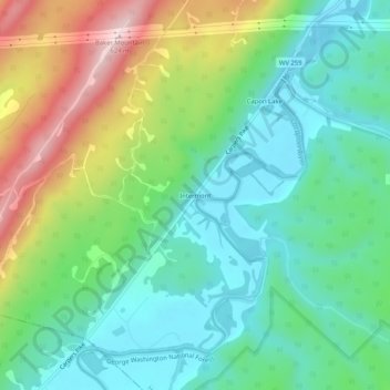 Intermont topographic map, elevation, terrain