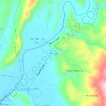Tuddingan topographic map, elevation, terrain