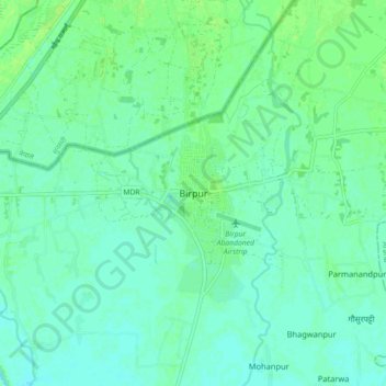 Birpur topographic map, elevation, terrain