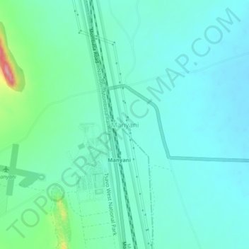 Manyani topographic map, elevation, terrain