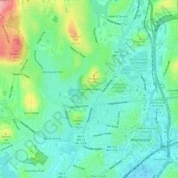 Hammond Heights topographic map, elevation, terrain