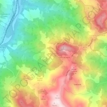 Stanco di Sotto topographic map, elevation, terrain