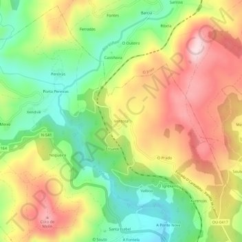 Ventosa topographic map, elevation, terrain