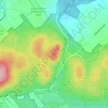 Hancock Hill topographic map, elevation, terrain