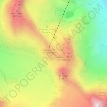 Diavolezza topographic map, elevation, terrain