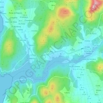 Dor topographic map, elevation, terrain