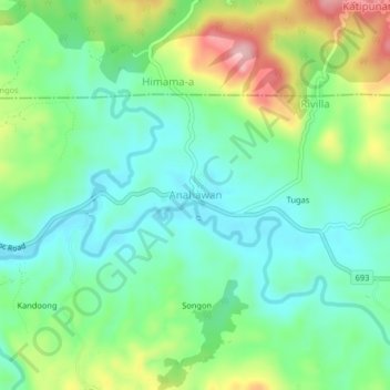 Anahawan topographic map, elevation, terrain