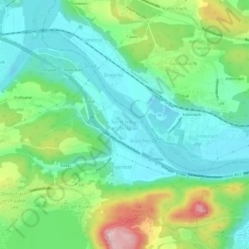 Sankt Niklas an der Drau topographic map, elevation, terrain