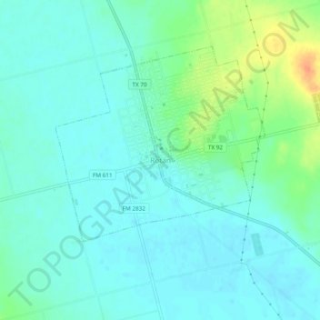 Rotan topographic map, elevation, terrain