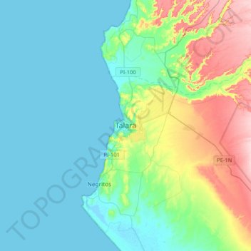 Talara topographic map, elevation, terrain