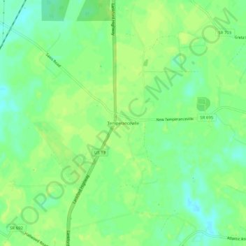 Temperanceville topographic map, elevation, terrain