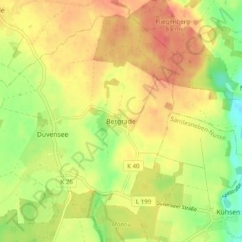 Bergrade topographic map, elevation, terrain