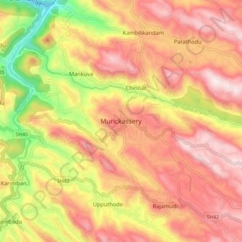 Murickassery topographic map, elevation, terrain