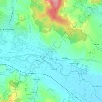 Lengham topographic map, elevation, terrain