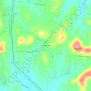 Hooker Hills topographic map, elevation, terrain