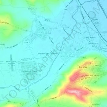 Musone topographic map, elevation, terrain