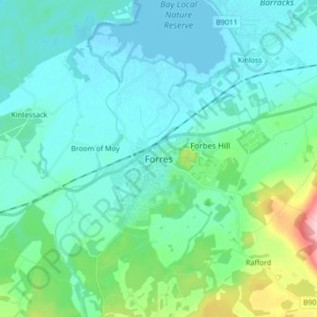 Forres topographic map, elevation, terrain