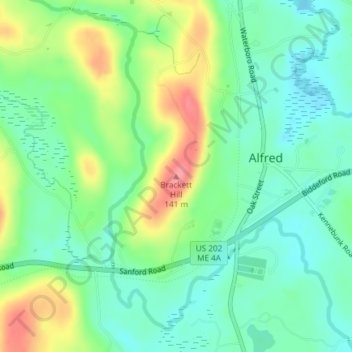 Brackett Hill topographic map, elevation, terrain