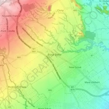 Rose Belle topographic map, elevation, terrain