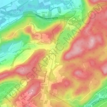 Weirtown topographic map, elevation, terrain