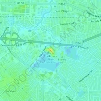 Mount Trashmore topographic map, elevation, terrain