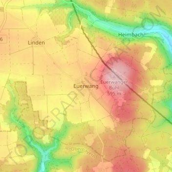 Euerwang topographic map, elevation, terrain