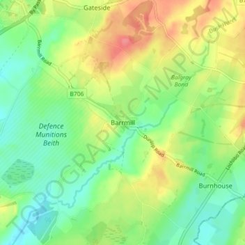 Barrmill topographic map, elevation, terrain