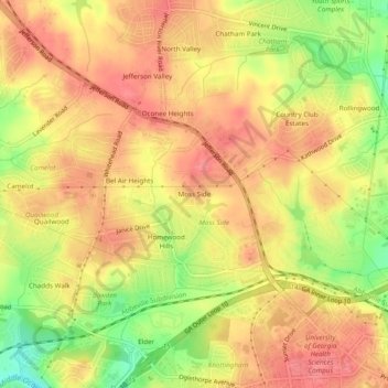 Moss Side topographic map, elevation, terrain