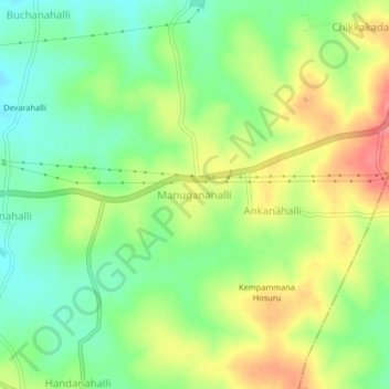 Manuganahalli topographic map, elevation, terrain