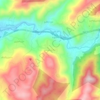 Tsikhisdziri topographic map, elevation, terrain