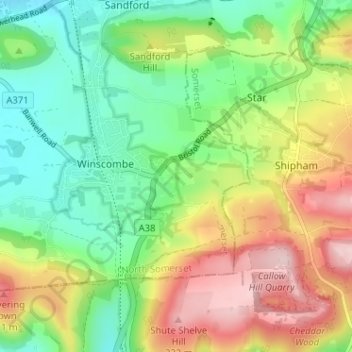 Sidcot topographic map, elevation, terrain