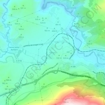 Plines topographic map, elevation, terrain