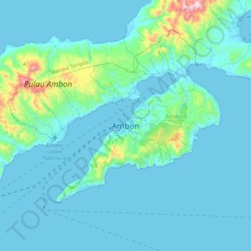 Ambon topographic map, elevation, terrain