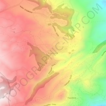 Kryoneri topographic map, elevation, terrain