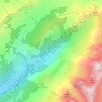 Les Troncs topographic map, elevation, terrain