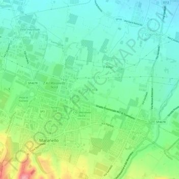 Bell'Italia topographic map, elevation, terrain