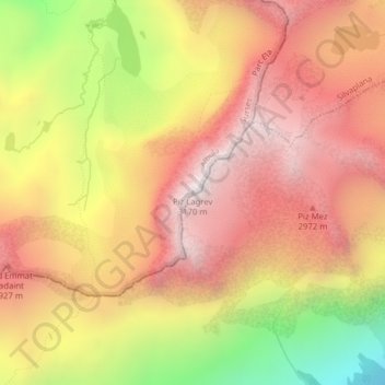 Piz Lagrev topographic map, elevation, terrain