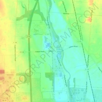 Eldean topographic map, elevation, terrain