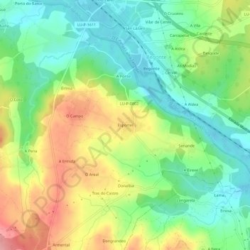 Esportel topographic map, elevation, terrain