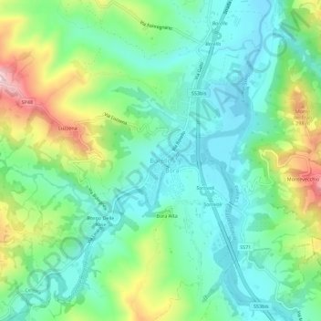 Borello topographic map, elevation, terrain
