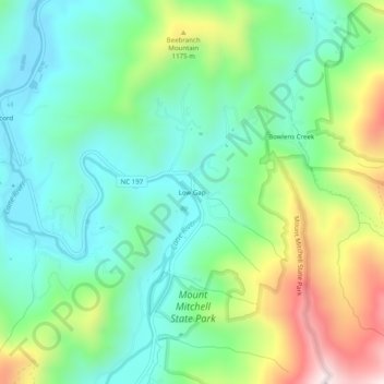 Low Gap topographic map, elevation, terrain