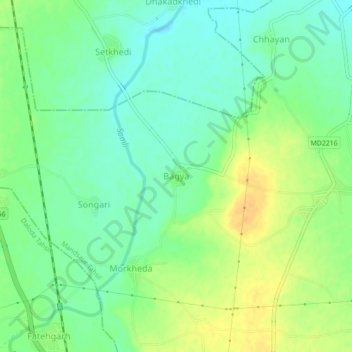 Bagya topographic map, elevation, terrain