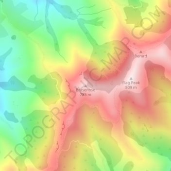 Brasenose topographic map, elevation, terrain