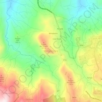 Montelaterone topographic map, elevation, terrain